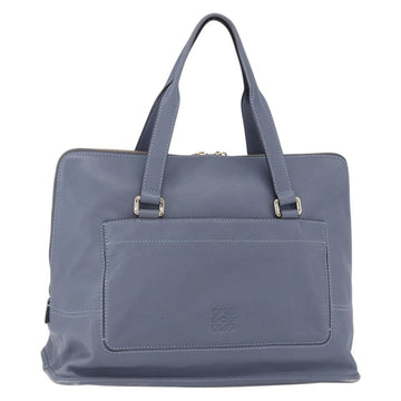 LOEWE Anagram Hand Bag Leather Blue Silver Auth ep11719