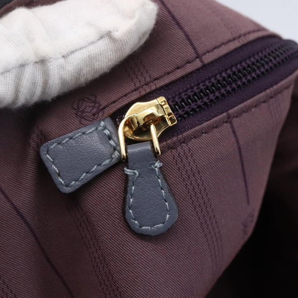 LOEWE Anagram Hand Bag Leather Blue Silver Auth ep11719