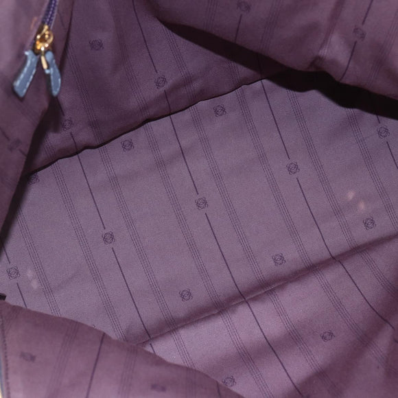 LOEWE Anagram Hand Bag Leather Blue Silver Auth ep11719