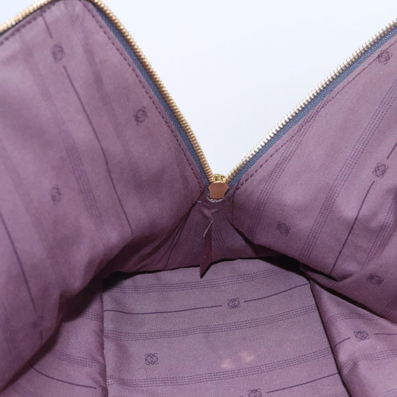 LOEWE Anagram Hand Bag Leather Blue Silver Auth ep11719