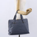 LOEWE Anagram Hand Bag Leather Blue Silver Auth ep11719-23