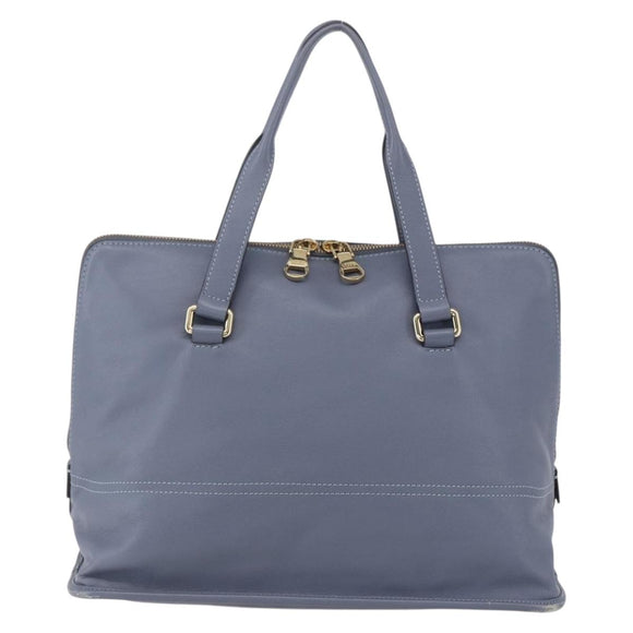 LOEWE Anagram Hand Bag Leather Blue Silver Auth ep11719