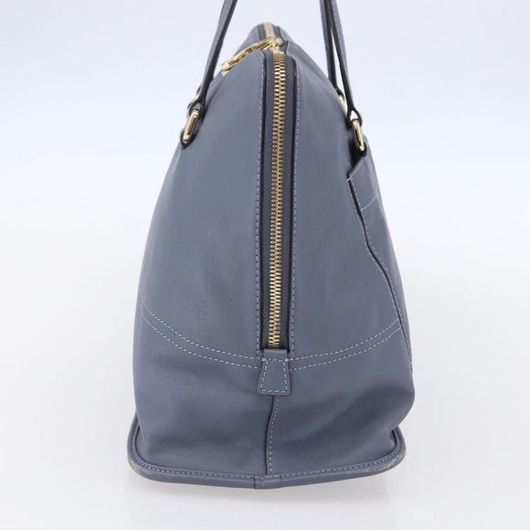 LOEWE Anagram Hand Bag Leather Blue Silver Auth ep11719
