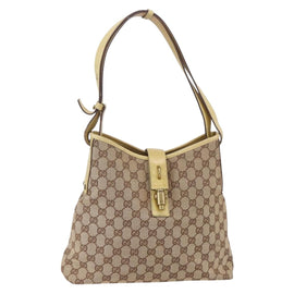 GUCCI GG Canvas New Jackie Shoulder Bag Beige Gold 110291 Auth ep11720