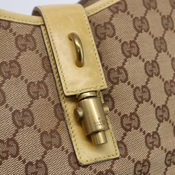 GUCCI GG Canvas New Jackie Shoulder Bag Beige Gold 110291 Auth ep11720