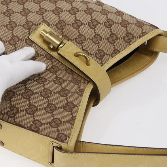 GUCCI GG Canvas New Jackie Shoulder Bag Beige Gold 110291 Auth ep11720