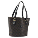 CELINE Macadam Canvas Tote Bag PVC Leather Black Gold Auth ep11721-1