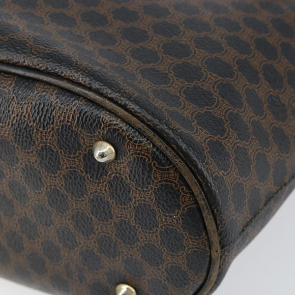 CELINE Macadam Canvas Tote Bag PVC Leather Black Gold Auth ep11721