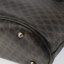 CELINE Macadam Canvas Tote Bag PVC Leather Black Gold Auth ep11721-12