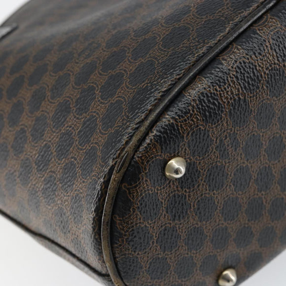 CELINE Macadam Canvas Tote Bag PVC Leather Black Gold Auth ep11721