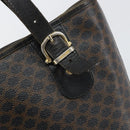 CELINE Macadam Canvas Tote Bag PVC Leather Black Gold Auth ep11721-14