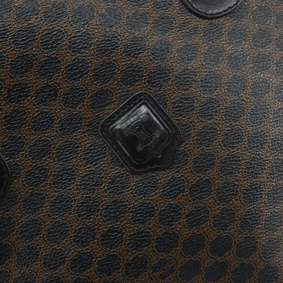 CELINE Macadam Canvas Tote Bag PVC Leather Black Gold Auth ep11721