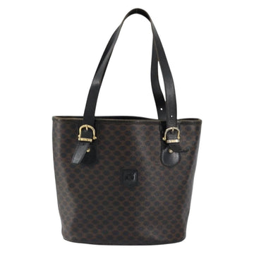 CELINE Macadam Canvas Tote Bag PVC Leather Black Gold Auth ep11721 - 0