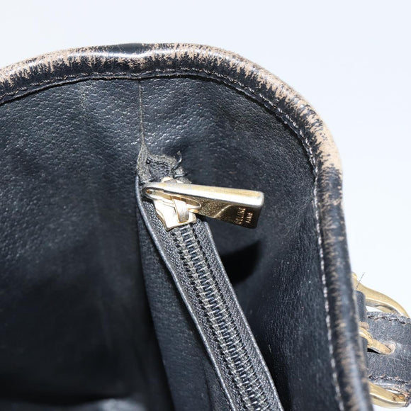 CELINE Macadam Canvas Tote Bag PVC Leather Black Gold Auth ep11721