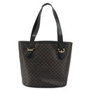 CELINE Macadam Canvas Tote Bag PVC Leather Black Gold Auth ep11721-2