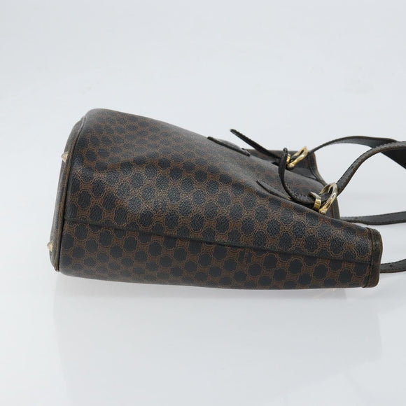 CELINE Macadam Canvas Tote Bag PVC Leather Black Gold Auth ep11721