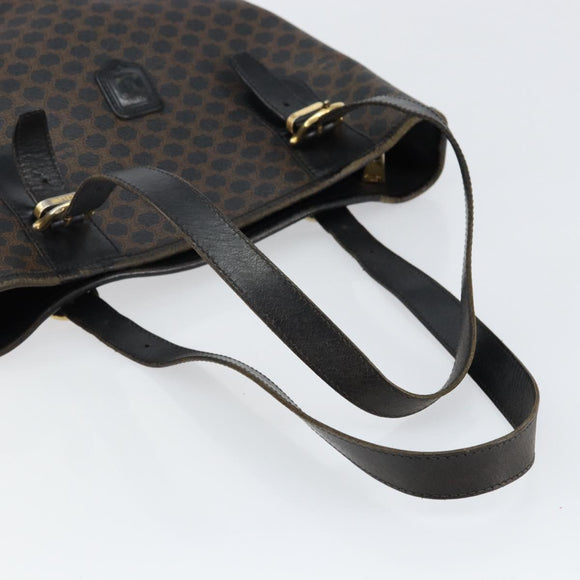 CELINE Macadam Canvas Tote Bag PVC Leather Black Gold Auth ep11721