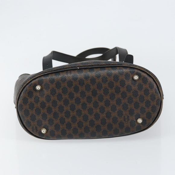 CELINE Macadam Canvas Tote Bag PVC Leather Black Gold Auth ep11721