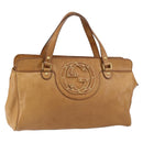 GUCCI Interlocking Hand Bag Leather Brown Gold 121551 Auth ep11723-1