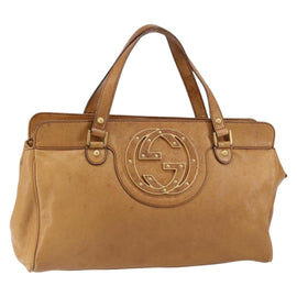 GUCCI Interlocking Hand Bag Leather Brown Gold 121551 Auth ep11723