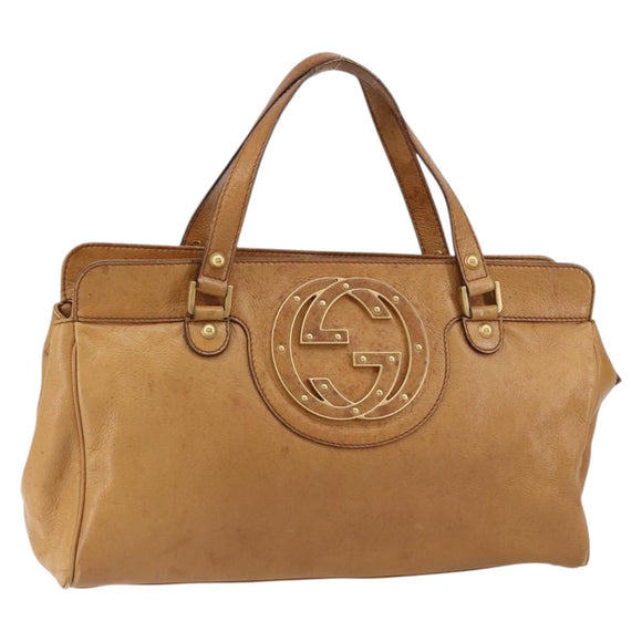 GUCCI Interlocking Hand Bag Leather Brown Gold 121551 Auth ep11723