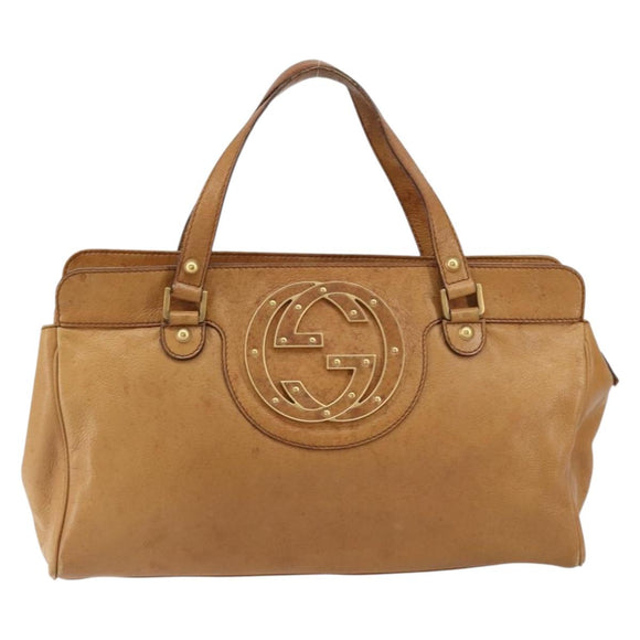 GUCCI Interlocking Hand Bag Leather Brown Gold 121551 Auth ep11723