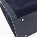 GUCCI Bamboo Hand Bag Suede Navy Gold 002 2865 0260 Auth ep11731-11