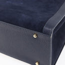 GUCCI Bamboo Hand Bag Suede Navy Gold 002 2865 0260 Auth ep11731-12