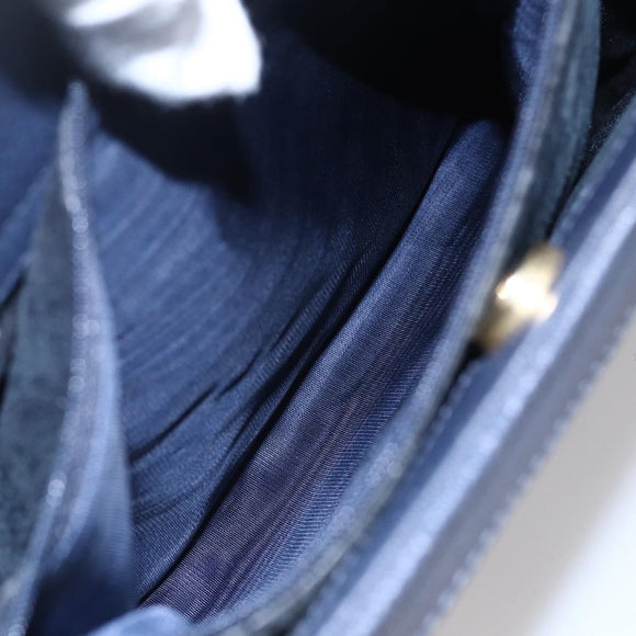 GUCCI Bamboo Hand Bag Suede Navy Gold 002 2865 0260 Auth ep11731