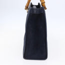 GUCCI Bamboo Hand Bag Suede Navy Gold 002 2865 0260 Auth ep11731-4