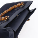 GUCCI Bamboo Hand Bag Suede Navy Gold 002 2865 0260 Auth ep11731-6