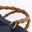 GUCCI Bamboo Hand Bag Suede Navy Gold 002 2865 0260 Auth ep11731-8