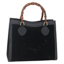 GUCCI Bamboo Hand Bag Suede Black Gold 002 2865 0260 Auth ep11733-1