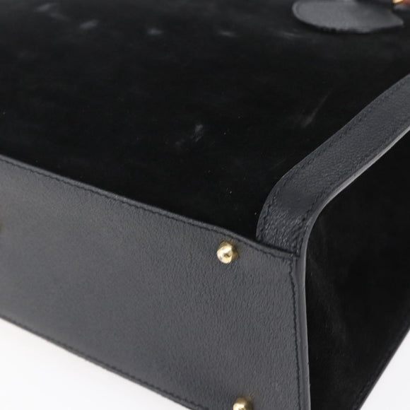 GUCCI Bamboo Hand Bag Suede Black Gold 002 2865 0260 Auth ep11733