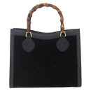 GUCCI Bamboo Hand Bag Suede Black Gold 002 2865 0260 Auth ep11733-2