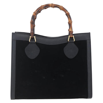 GUCCI Bamboo Hand Bag Suede Black Gold 002 2865 0260 Auth ep11733 - 0