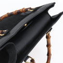 GUCCI Bamboo Hand Bag Suede Black Gold 002 2865 0260 Auth ep11733-6