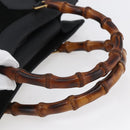 GUCCI Bamboo Hand Bag Suede Black Gold 002 2865 0260 Auth ep11733-7