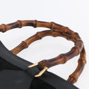 GUCCI Bamboo Hand Bag Suede Black Gold 002 2865 0260 Auth ep11733-8