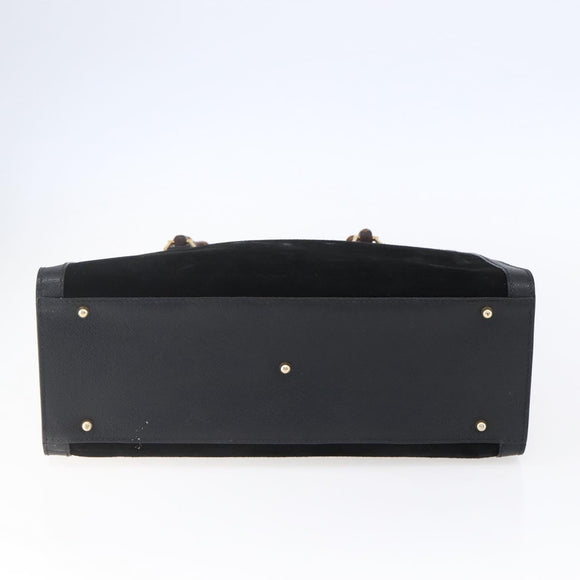 GUCCI Bamboo Hand Bag Suede Black Gold 002 2865 0260 Auth ep11733