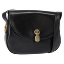 GUCCI Shoulder Bag Leather Black Gold Auth ep11734-1