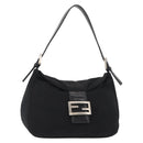 FENDI Mamma Baguette Shoulder Bag Nylon Black Silver Auth ep11735-1