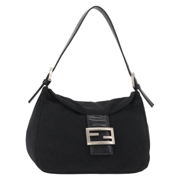 FENDI Mamma Baguette Shoulder Bag Nylon Black Silver Auth ep11735
