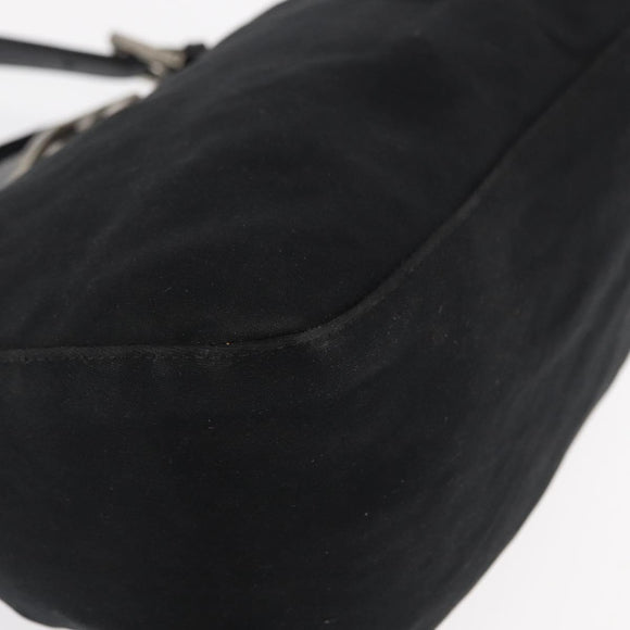 FENDI Mamma Baguette Shoulder Bag Nylon Black Silver Auth ep11735