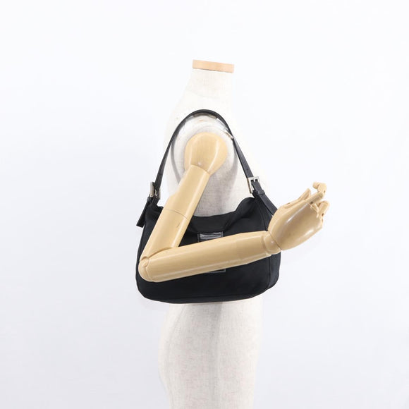 FENDI Mamma Baguette Shoulder Bag Nylon Black Silver Auth ep11735