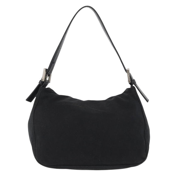 FENDI Mamma Baguette Shoulder Bag Nylon Black Silver Auth ep11735