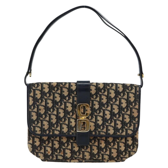 Christian Dior Trotter Canvas Shoulder Bag Navy Auth ep11736