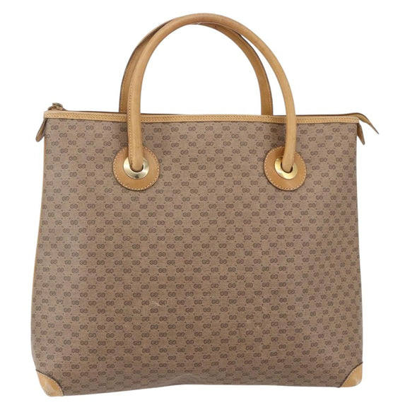 GUCCI Micro GG Supreme Hand Bag PVC Beige Gold 02 39 4947 Auth ep11737