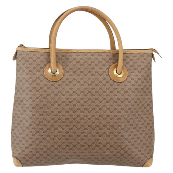 GUCCI Micro GG Supreme Hand Bag PVC Beige Gold 02 39 4947 Auth ep11737