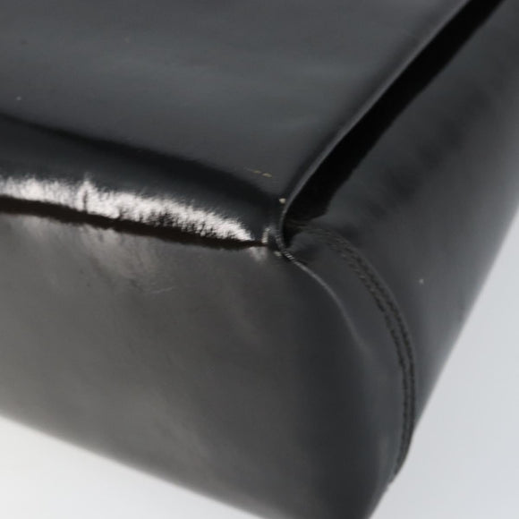 GUCCI Hand Bag Enamel Black Gold Auth ep11740